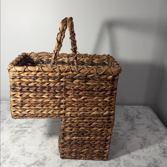 Woven Stair Step Basket Organizer with Handles - Picture 5 of 10